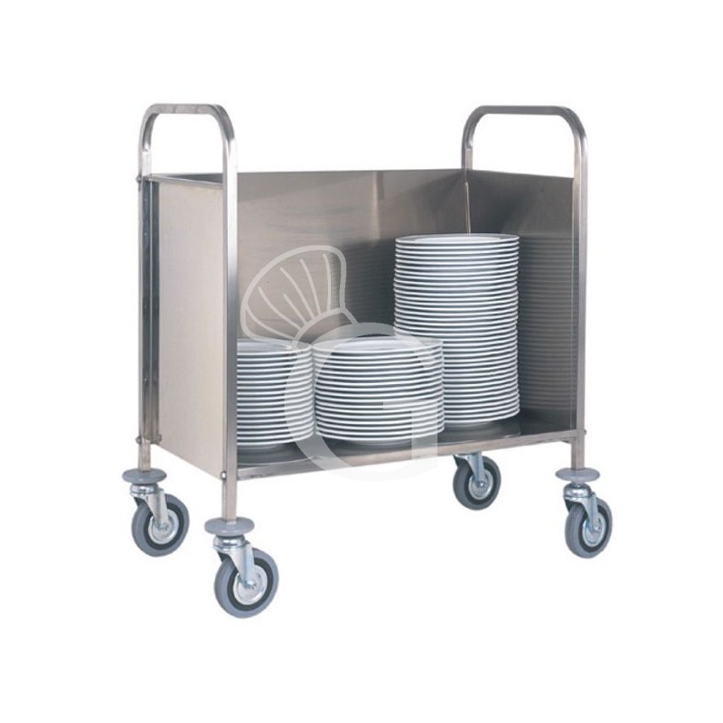 Carro porta platos y bandejas de acero inoxidable con superficie de chapa - L 910 mm x P 570 mm x A 1010 mm