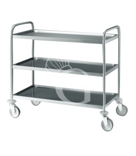 Carro de acero inoxidable AISI304 con 3 estantes de 800X500X960mm, capacidad de carga de 180 kg