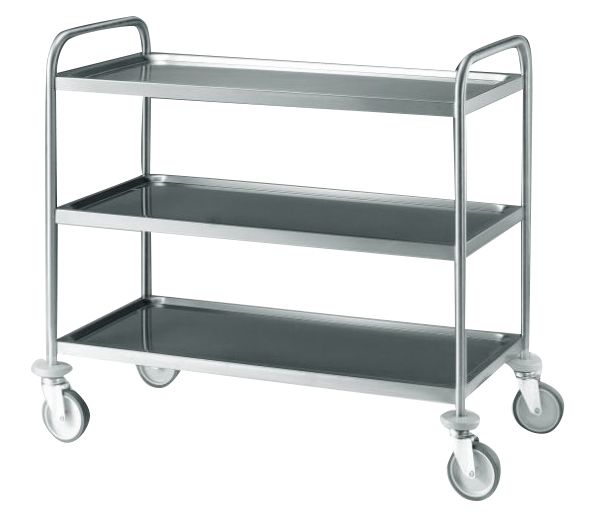 Carro de acero inoxidable AISI304 con 3 estantes de 800X500X960mm, capacidad de carga de 180 kg