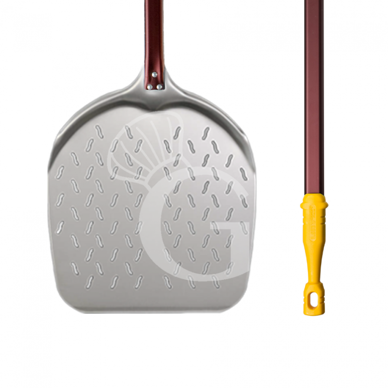 Pala de aluminio ranurada para hornear pizzas Lione Ø 330 mm H 900 mm