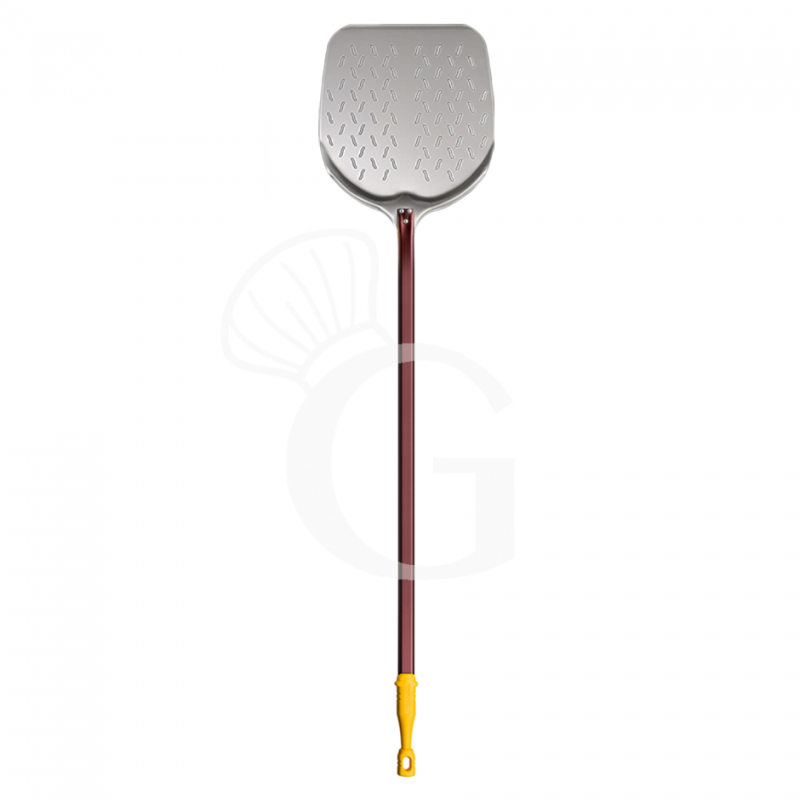 Pala de aluminio ranurada para hornear pizzas Lione Ø 330 mm H 1500 mm Pala de aluminio ranurada para hornear pizzas Lione Ø 330 mm H 1500 mm