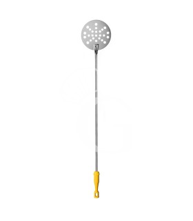 Pala para pizza perforada en acero inoxidable, con diámetro de 260 mm y altura de 900 mm