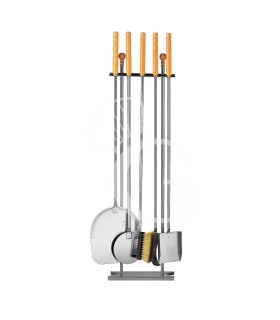 Set rústico para horno, chimenea y parrilla, altura 1250 mm con 5 utensilios