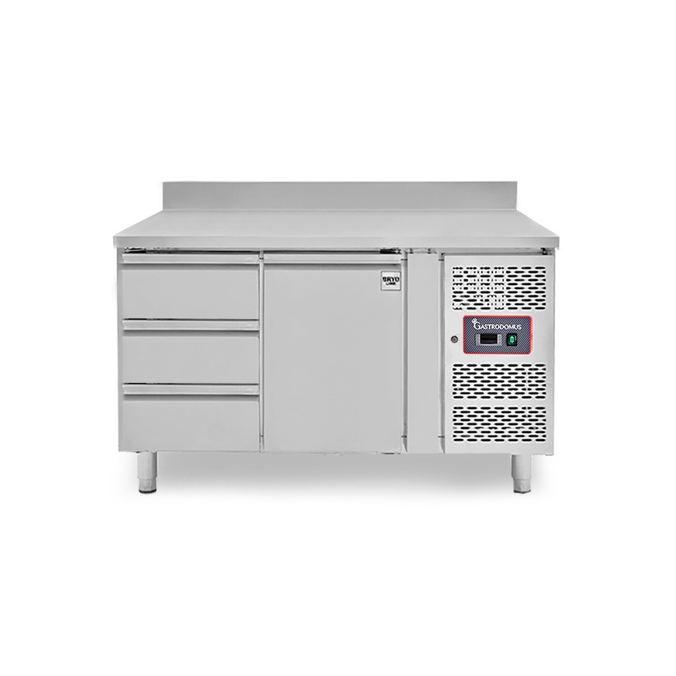 Mesa Refrigerada 3 cajones 1 puerta P 700 mm -2°C/+8°C peto trasero