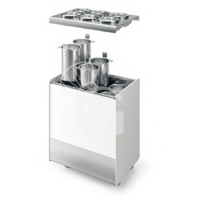 Vitrina de helados ventilada con ruedas Joy 4 cubetas cilíndricas  con reserva, L 596 x P 604 x H 1005 mm