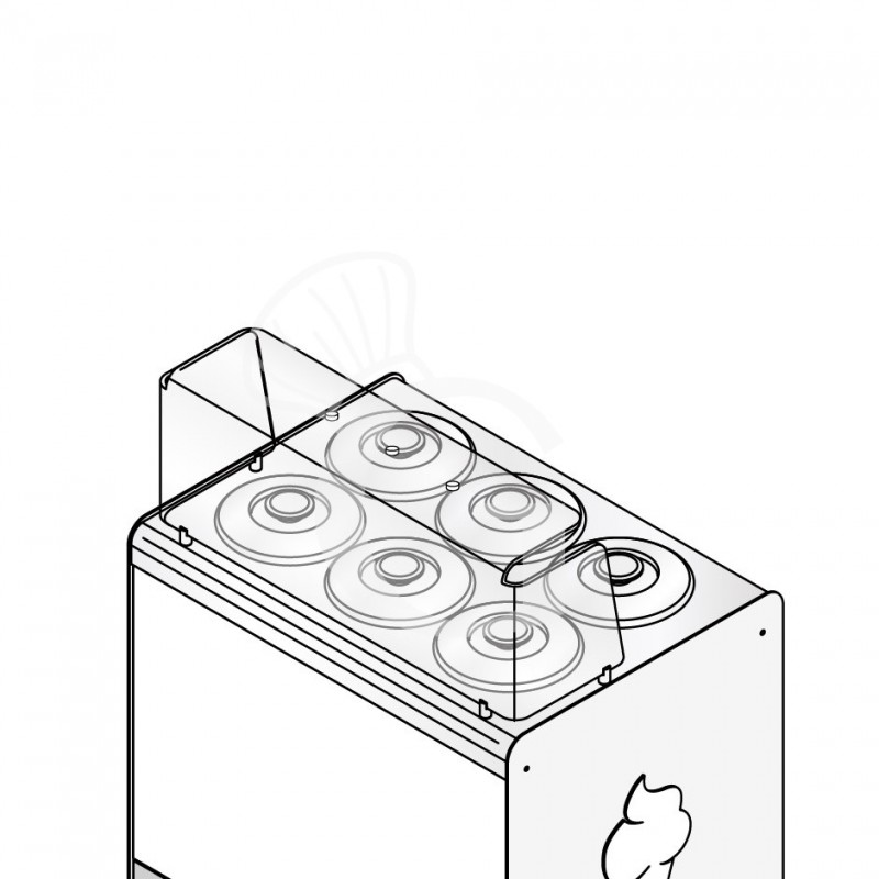 Protección mostrador helados en plexiglás L 800 x P 190 x H 300 mm