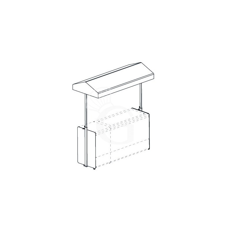 Kit toldo de tejido gris para barra cóctel con espaldas de acero blanco - L 1250 mm