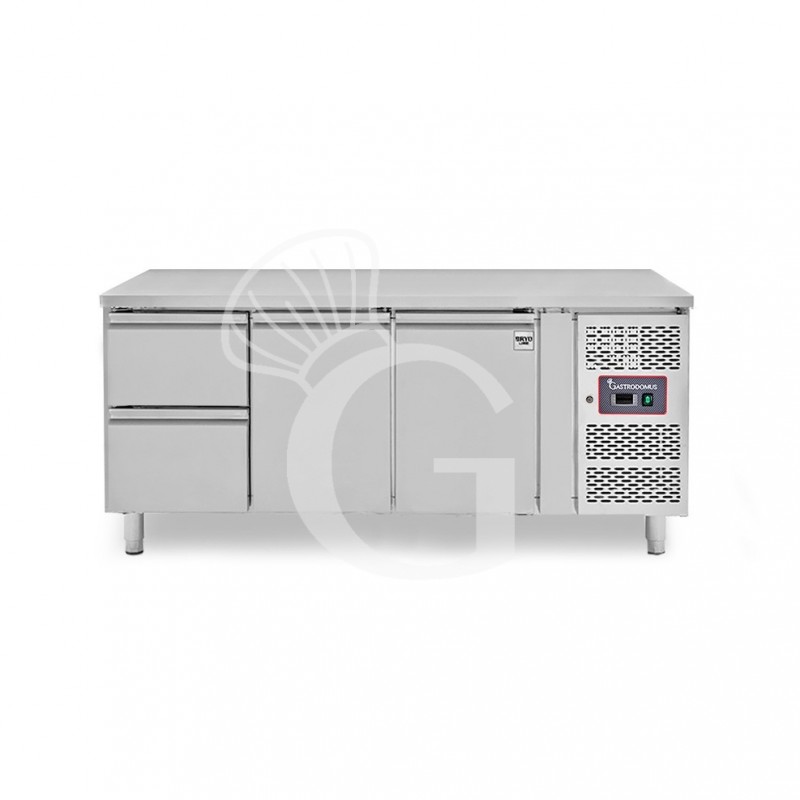 Mesa Refrigerada para gastronomía 2 cajones 2 puertas 700 mm -2°C/+8°C