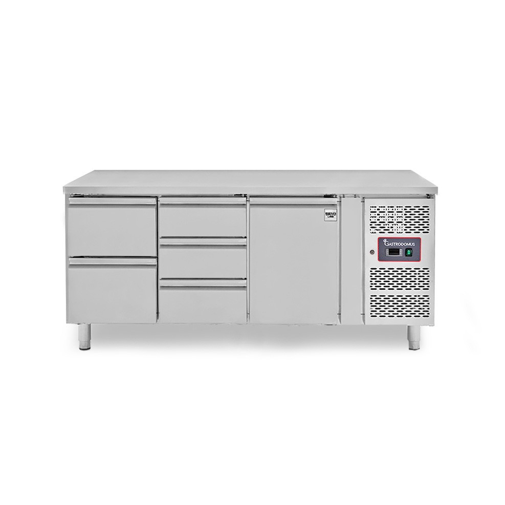 Mesa Refrigerada para gastronomía 5 cajones 1 puerta 700 mm -2°C/+8°C