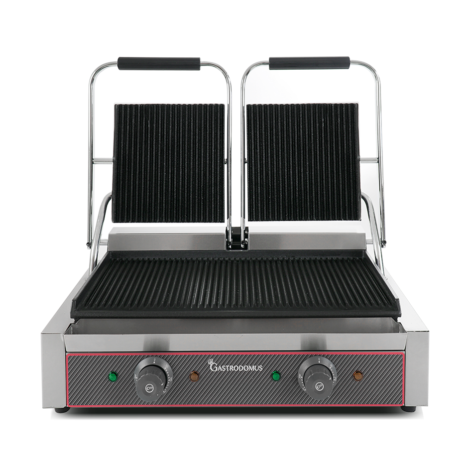Sandwichera profesional doble ranurada de hierro fundido - L 570 mm x P 380 mm x A 210/520 mm