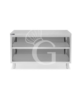 Mesa contrabarra de acero inoxidable con 2 estantes L 1700 mm x P 600 mm x A 865 mm