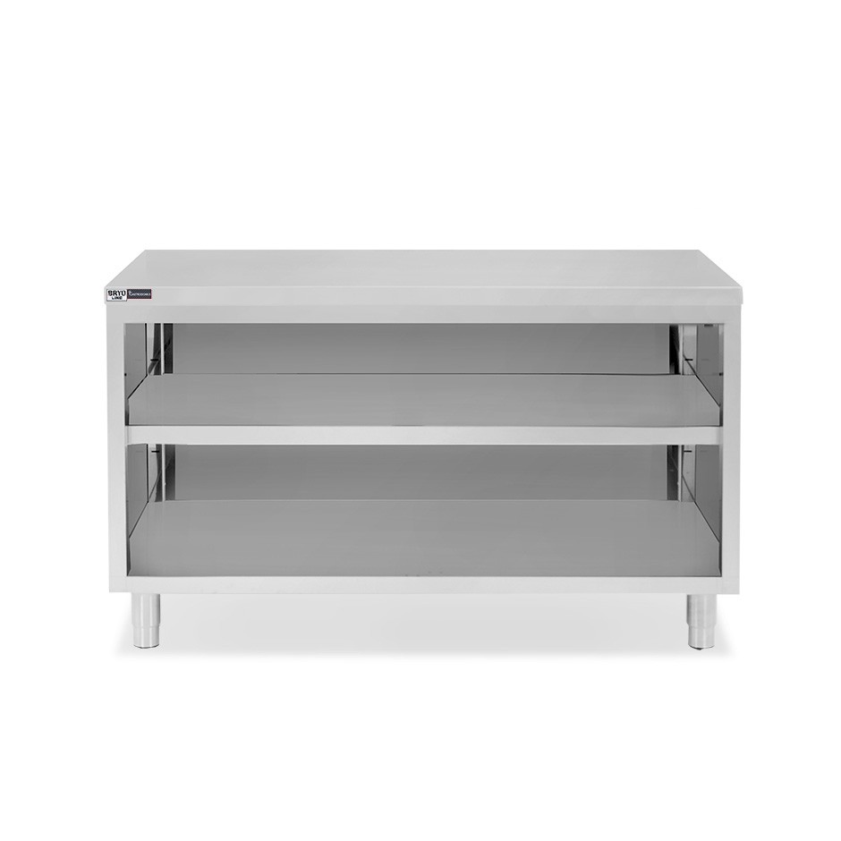 Mesa contrabarra de acero inoxidable con 2 estantes L 1700 mm x P 600 mm x A 865 mm