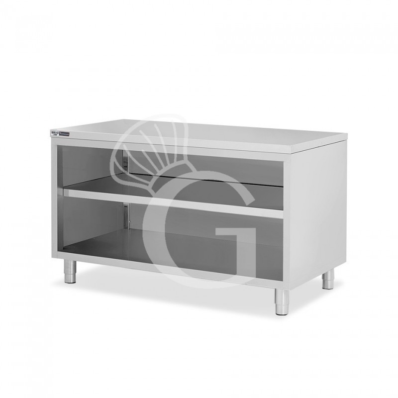 Mesa contrabarra de acero inoxidable con 2 estantes L 1700 mm x P 600 mm x A 865 mm