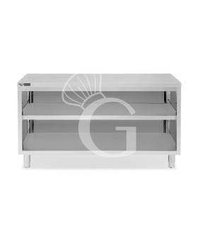Mesa contrabarra de acero inoxidable con 2 estantes L 1900 mm x P 600 mm x A 865 mm