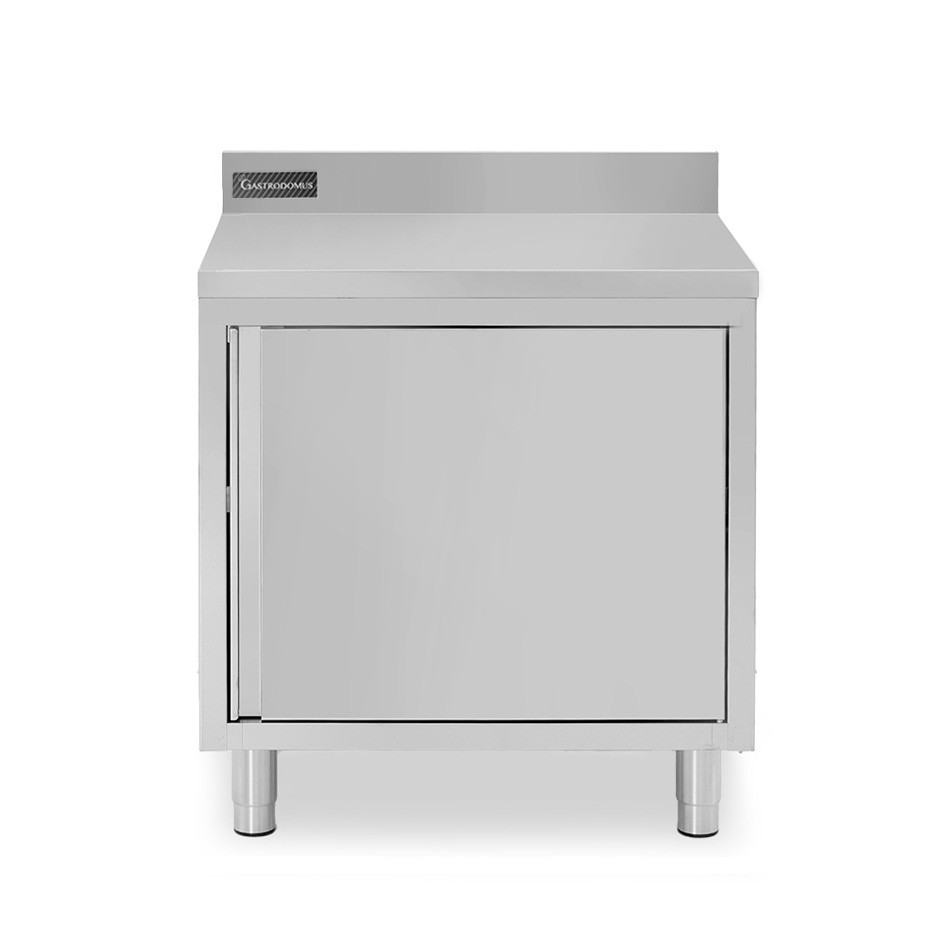 Mesa mural de acero inoxidable 1 puerta batiente y peto L 800 mm x P 600 mm x A 950 mm