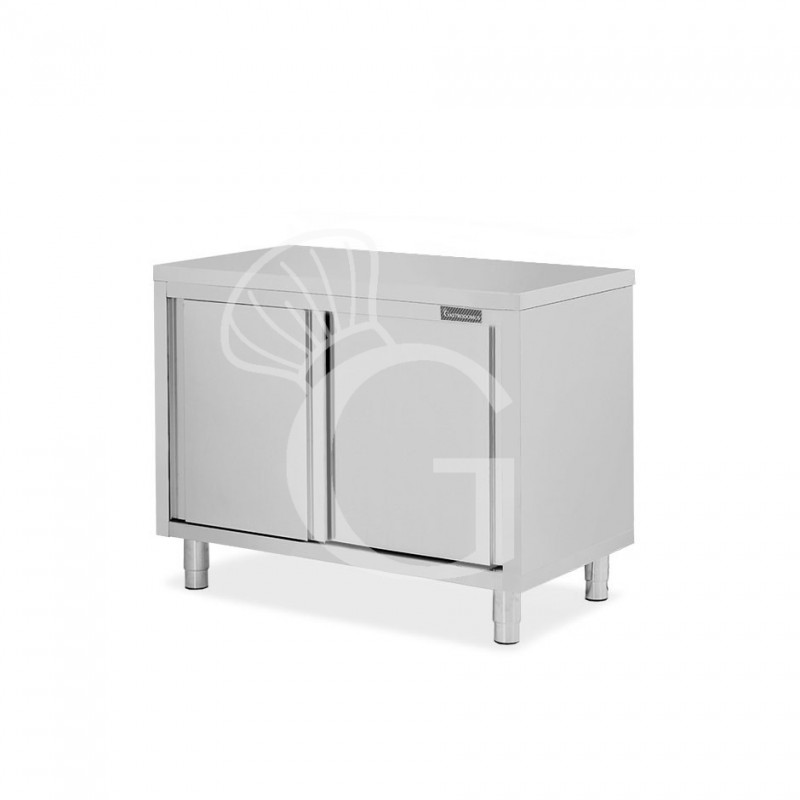Mesa mural de acero inoxidable con puertas correderas dobles L 1000 mm x P 600 mm x A 850 mm