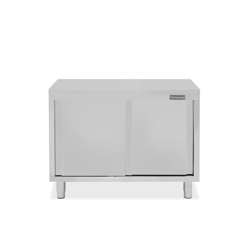 Mesa mural de acero inoxidable con puertas correderas dobles L 1000 mm x P 600 mm x A 850 mm