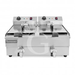 Freidora para bar eléctrica de sobremesa - 2 cubas - capacidad 13+13 LT - 4+4 kW