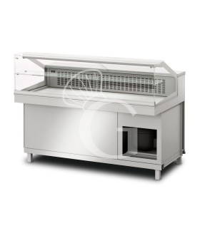 Vitrina refrigerada estática con reserva 1 estante, temp. +4°C/+8°C, L 1500 mm