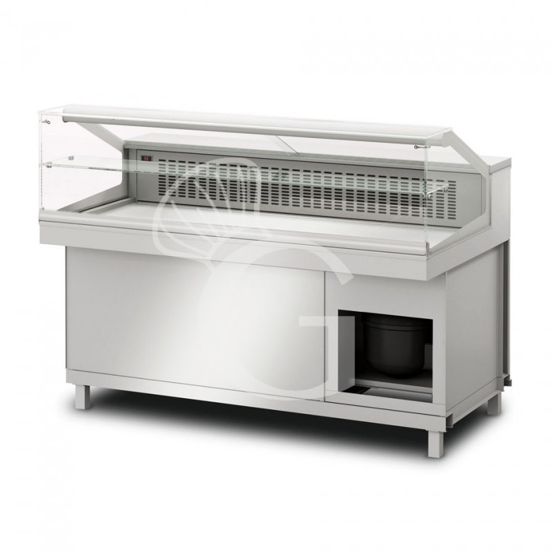 Vitrina refrigerada estática con reserva 1 estante, temp. +4°C/+8°C, L 1500 mm