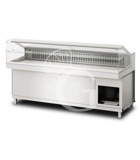 Vitrina refrigerada estática con reserva 2 compartimientos,  1 estante, temp. +4°C/+8°C, L 2100 mm