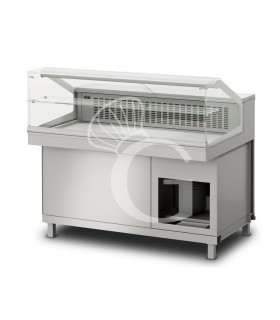 Vitrina refrigerada estática con reserva  1 compartimiento,  1 estante, temp. +4°C/+8°C, L 1300 mm
