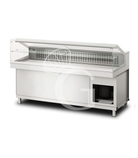 Vitrina refrigerada estática con reserva 2 compartimientos , 1 estante, temp. +4°C/+8°C,  L 1700 mm