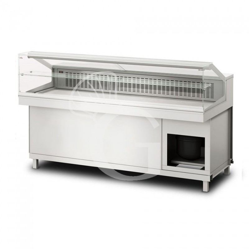 Vitrina refrigerada estática con reserva 2 compartimientos , 1 estante, temp. +4°C/+8°C,  L 1700 mm