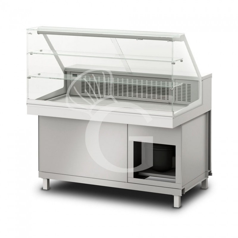 Vitrina refrigerada estática con reserva 1 compartimiento , 2 estantes, temp. +4°C/+8°C,  L 1300 mm