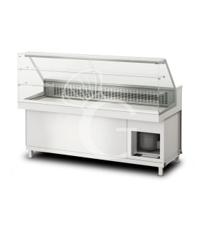 Vitrina refrigerada estática con reserva 2 compartimientos , 2 estantes, temp. +4°C/+8°C,  L 1700 mm