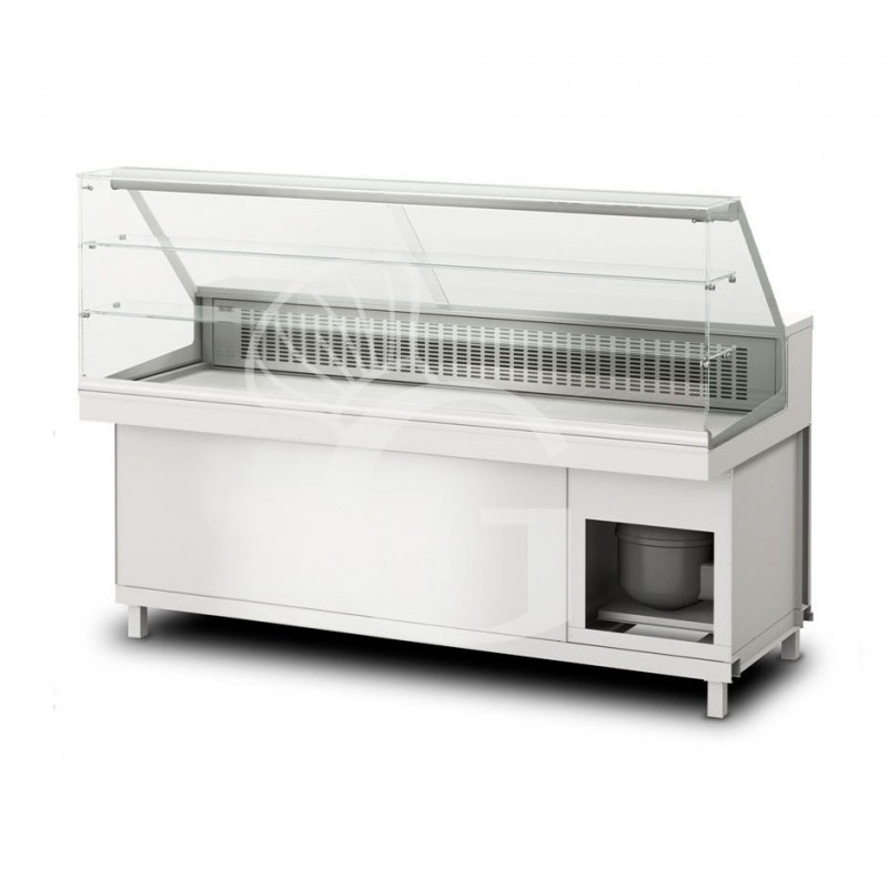 Vitrina refrigerada estática con reserva 2 compartimientos , 2 estantes, temp. +4°C/+8°C,  L 1700 mm