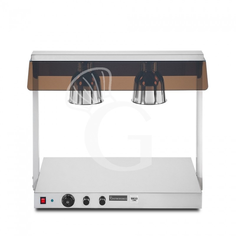 Placa caliente de acero inoxidable con 2 lámparas de calentamiento - 1,1 KW