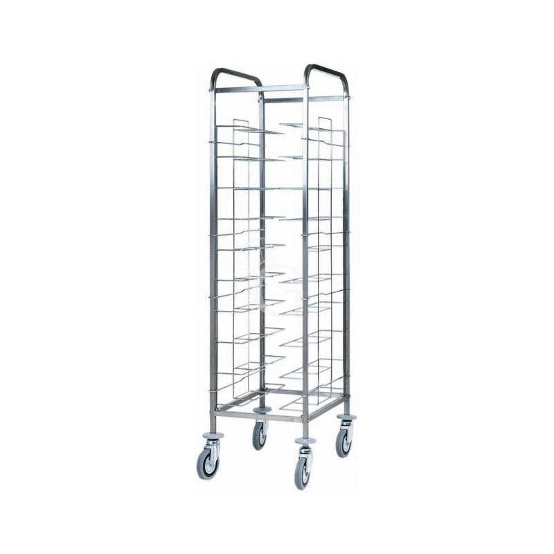 Carro bandejero universal de acero inoxidable para 10 bandejas - L 520 mm x P 620 mm x A 1750 mm