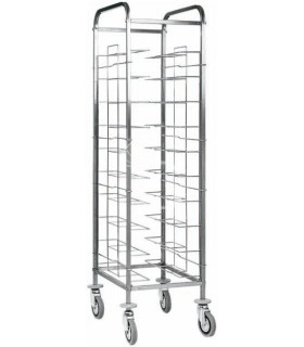 Carro bandejero universal de acero inoxidable para 10 bandejas - L 520 mm x P 620 mm x A 1750 mm