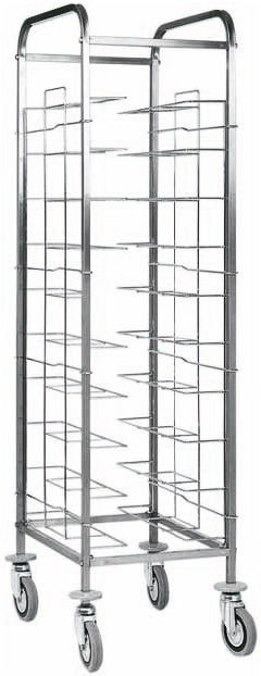 Carro bandejero universal de acero inoxidable para 10 bandejas - L 520 mm x P 620 mm x A 1750 mm