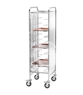 Carro portabandejas universal con paneles laterales en acero inoxidable para 10 bandejas - L 550 mm x P 620 mm x H 1750 mm