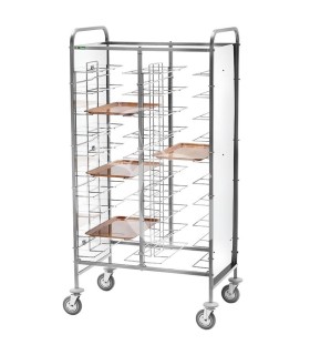 Carro portabandejas universal con paneles laterales en perfex blanco para 20 bandejas - L 950 mm x P 620 mm x H 1750 mm