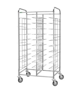 Carro portabandejas universal en acero inoxidable para 20 bandejas - L 950 mm x P 620 mm x H 1750 mm