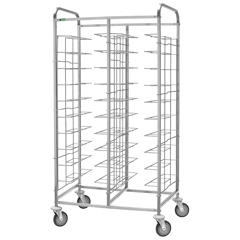 Carro portabandejas universal en acero inoxidable para 20 bandejas - L 950 mm x P 620 mm x H 1750 mm