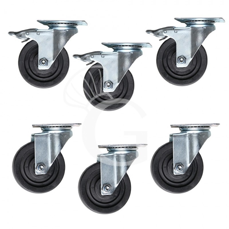Kit 6 ruedas montadas (3 con freno)