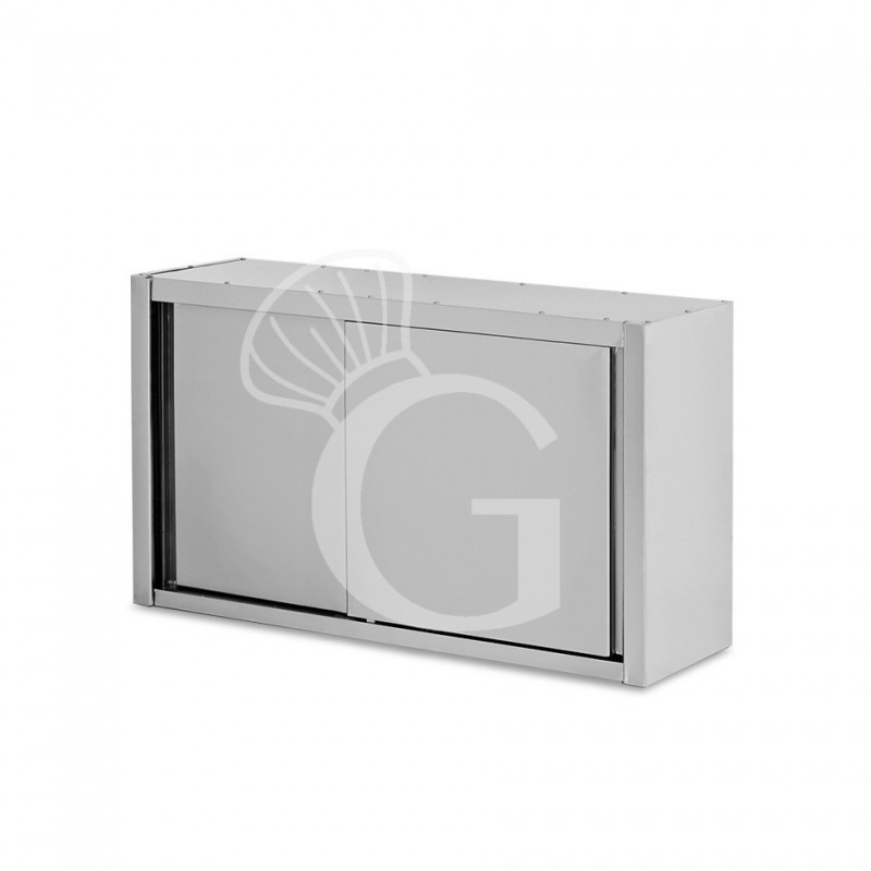 Armario de pared de acero inoxidable con escurridor, puertas correderas, 1 estante perforado, L 1000 mm x P 400 mm x A 660 mm