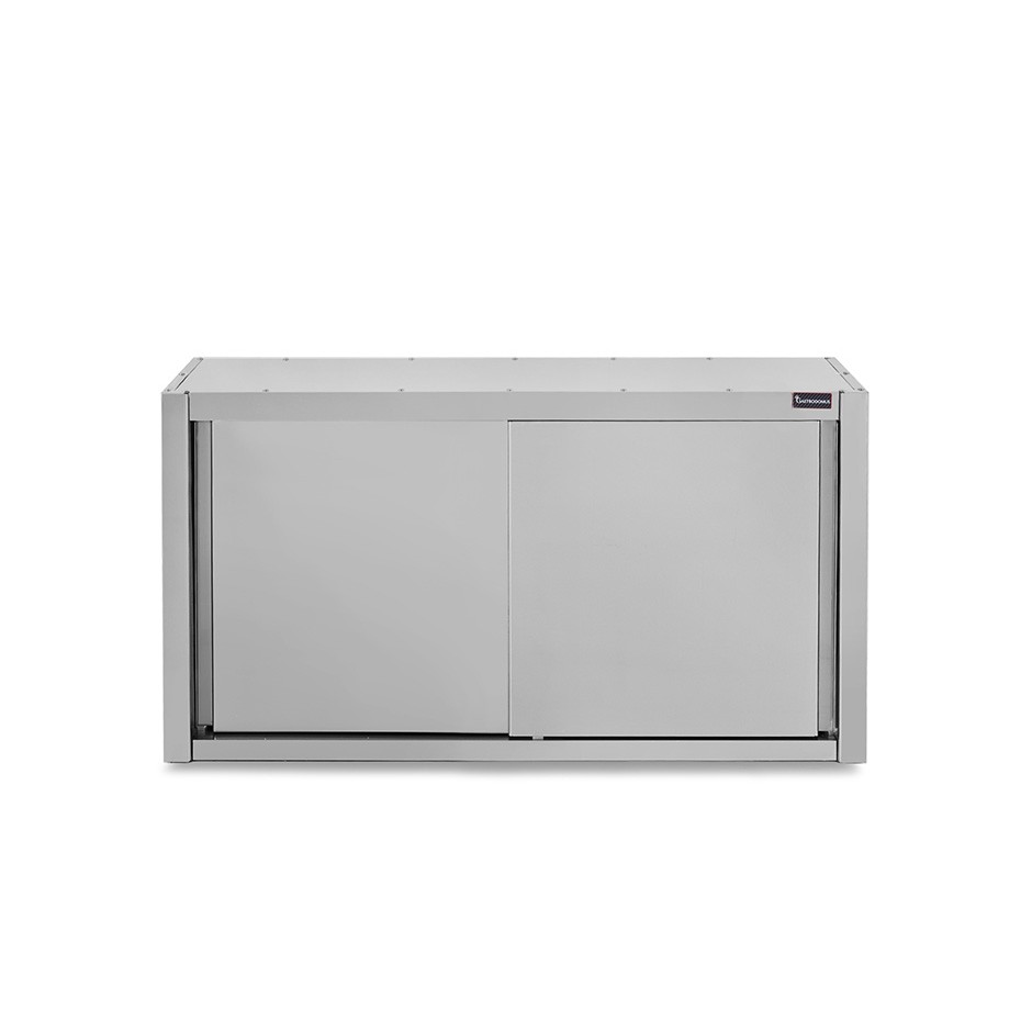 Armario de pared de acero inoxidable con escurridor, puertas correderas, 1 estante perforado, L 1000 mm x P 400 mm x A 660 mm