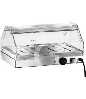 Vitrina caliente de acero inoxidable y plexiglás +30°C/+90°C L 850 mm x P 350 mm x A 250 mm
