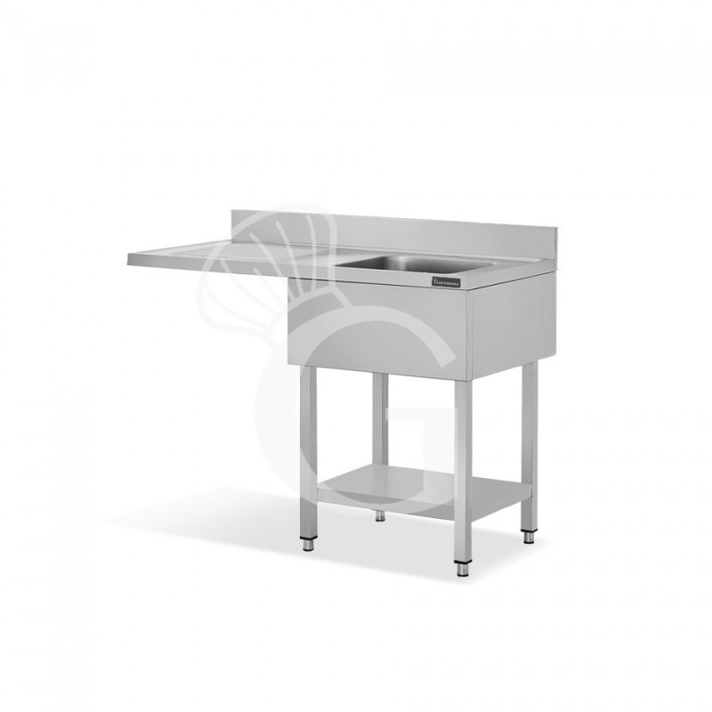 Fregadero con bastidor y hueco para lavavajillas, 1 cubeta, escurridor a la izquierda L 1200 mm x P 700 mm x A 950 mm