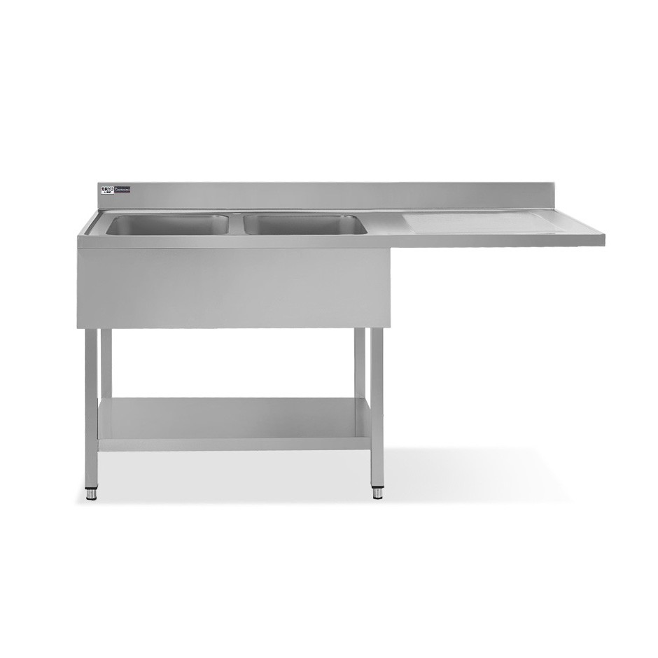 Fregadero con compartimiento lavavajillas , escurridor lado derecho , 2 senos , L2000 XP700XH950MM