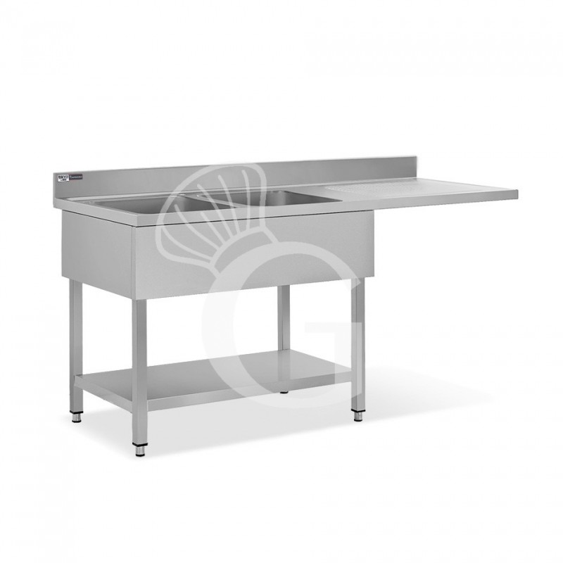 Fregadero con compartimiento lavavajillas , escurridor lado derecho , 2 senos , L2000 XP700XH950MM