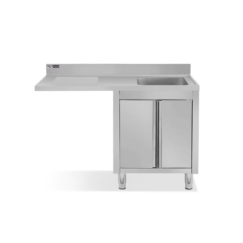 Fregadero sobre mueble compartimiento lavavajillas , 1 seno , escurridor izq. L1500 x P700 x H965 - con foro grifo Ø32 mm