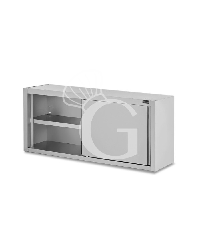 Armario de pared con puertas correderas inox con 1 estante, L 1400 mm x P 400 mm x A 660 mm