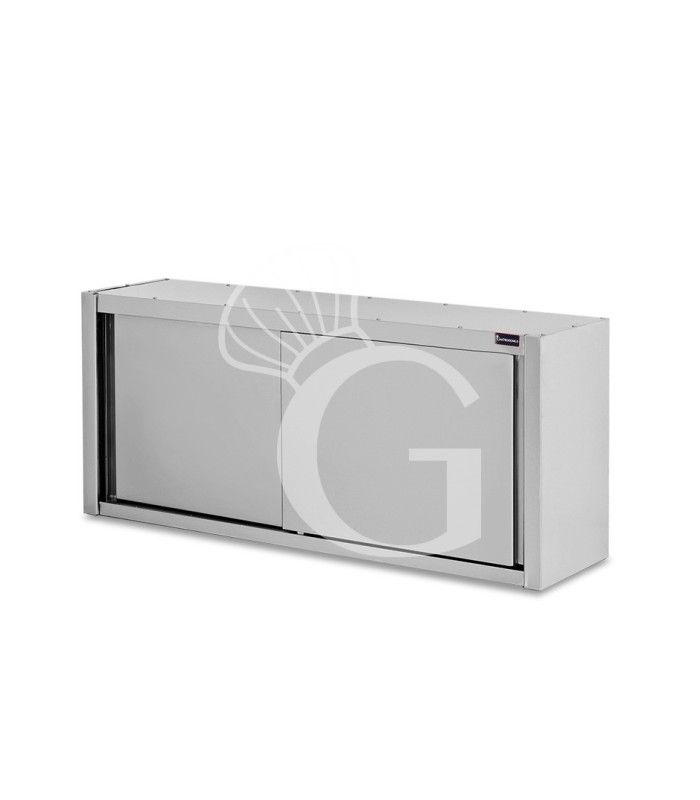 Armario de pared con puertas correderas inox con 1 estante, L 1400 mm x P 400 mm x A 660 mm
