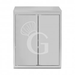 Armario de pared de acero inoxidable 2 puertas batientes y 2 estantes, L 900 mm x P 400 mm x A 1000 mm